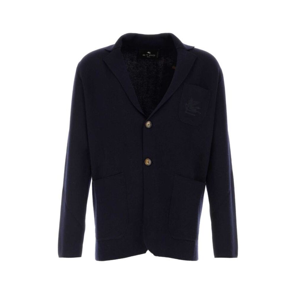 Etro Men Navy Blue Wool Blend Blazer